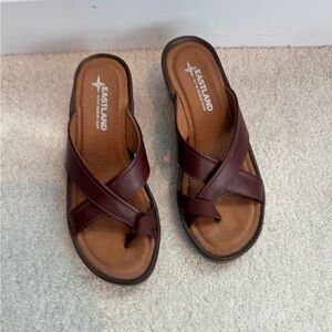 Strappy brown leather wedge sandals - 6m